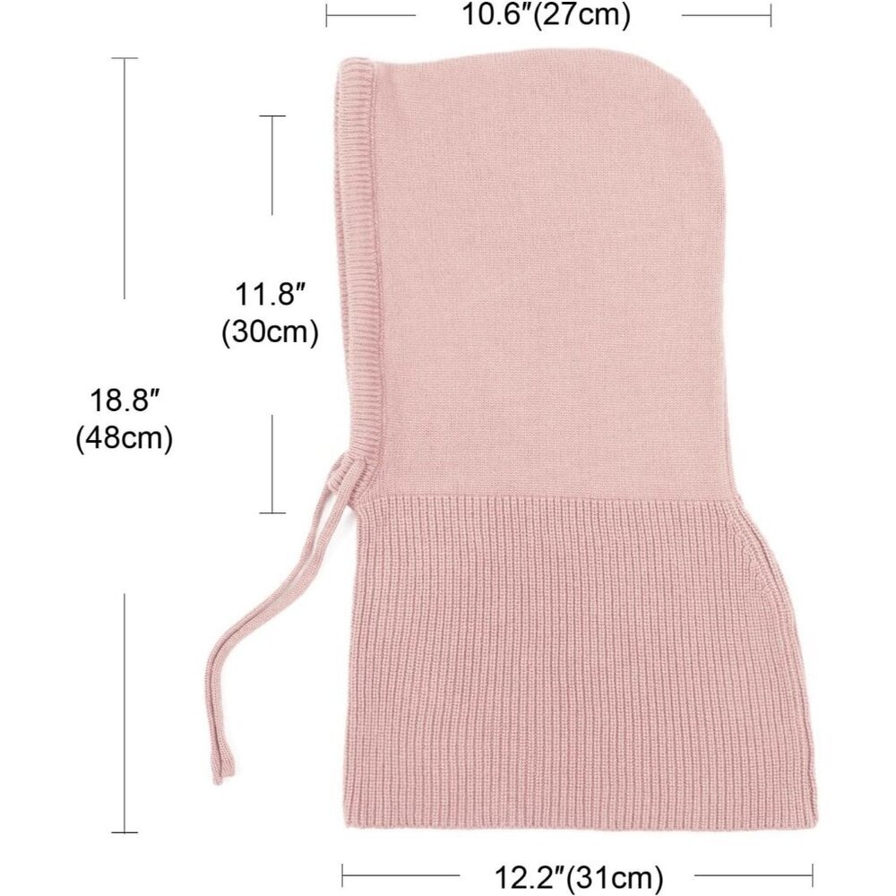 Women's Scarf Hat Balaclava Beanie Skull Cap with Drawstring Warm Hat Pink 2 - Picture 2 of 6
